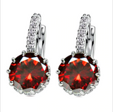 2.5Ct Round Cut Red Garnet Diamond Elegant Drop Earrings 14K White Gold Finish