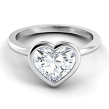 1Ct Heart Cut Diamond Bezel Set Solitaire Engagement Ring 14K White Gold Finish