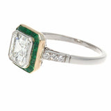 4Ct Asscher Diamond Emerald Vintage Art Deco Engagement Ring 14K Dual Gold Over