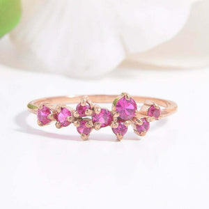 1.5ct Round Cut Pink Ruby Engagement Ring Promise Cluster 14k Rose Gold Finish