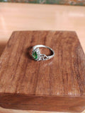 1.3ct Engagement Ring Pear Cut Green Emerald Filigree Drop 14k White Gold Finish