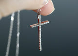 1.5ct Round Cut Diamond Slim Holy Cross Jesus Christ Pendant 14k White Gold Over