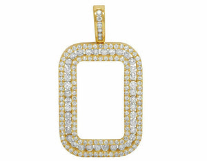 3.25ct Round Cut Diamond Frame for Fortuna Coin Bar Pendant 14k Yellow Gold Over