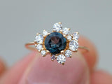 2ct Engagement Ring Round Cut London Blue Topaz Cluster 14k Yellow Gold Finish