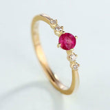 1ct Round Cut Pink Ruby 5 Stone Minimalist Engagement Ring 14k YellowGold Finish