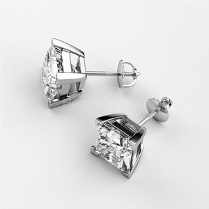 2ct Princess Cut Simulated Diamond Solitaire Stud Earrings 14k White Gold Plated