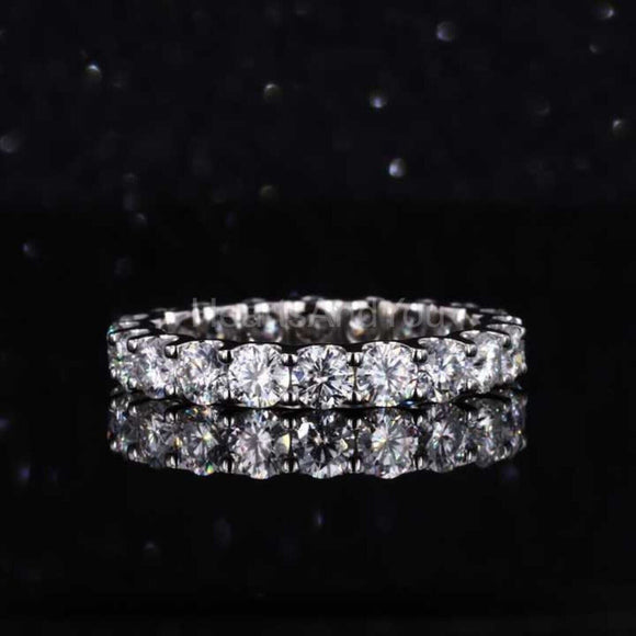 1ct Round Cut Moissanite Full Eternity Women Wedding Band 14k White Gold Plated