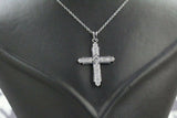 0.7ct Princess Cut Diamond Milgrain Cross Pendant 14k White Gold Finish NO CHAIN