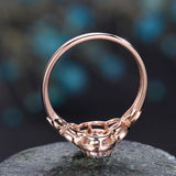 1.7Ct Oval Cut Diamond Leaf Design Halo Engagement Ring 14K Rose Gold Finish