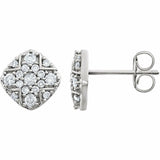 0.5ct Round Cut Diamond Vintage Cluster Stud Earring Women 14k White Gold Finish