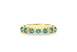 1.3ct Round Cut Green Emerald Half Eternity Wedding Band 14k Yellow Gold Finish