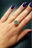 1.3ct Oval Cut Blue Aquamarine Vintage Diamond Solitaire Ring 14K WhiteGold Over