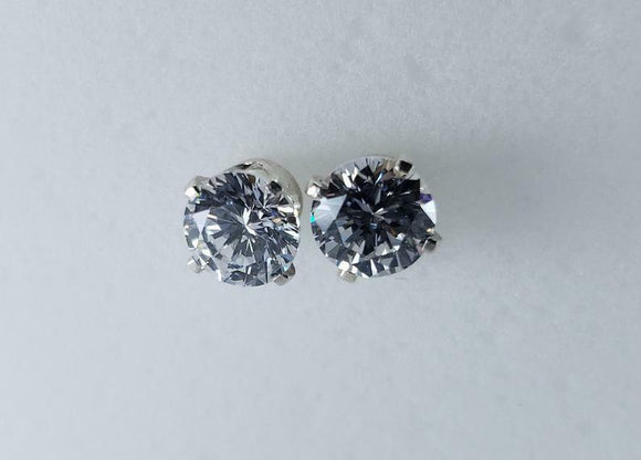 2ct Stud Earrings Round Cut Diamond Solitaire Women Design 14k White Gold Finish