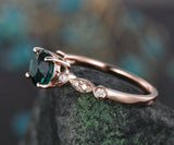 1.1Ct Round Cut Green Emerald Minimalist Engagement Ring 14K Rose Gold Finish