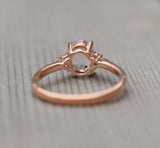 2.2ct Engagement Ring Oval Cut Peach Morganite Diamond Petite 14k Rose Gold Over