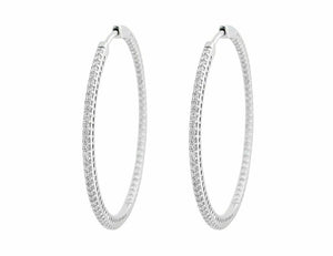 4ct Round Brilliant Cut Diamond Elegant Women Hoop Earring 14k White Gold Finish