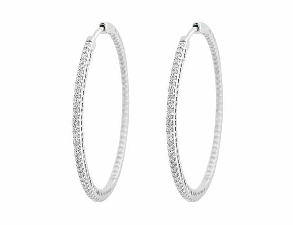 4ct Round Brilliant Cut Diamond Elegant Women Hoop Earring 14k White Gold Finish