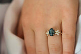 2.5ct Engagement Ring Oval Cut London Blue Topaz Floral 14k Rose Gold Finish