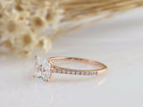 1.5ct Cushion Cut Diamond Engagement Ring Accents Solitaire 14k Rose Gold Finish