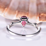 1ct Pear Cut Pink Ruby Fancy Bamboo Design Engagement Ring 14k White Gold Finish