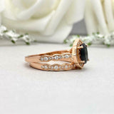 2ct Engagement Ring Oval Cut Diamond Halo Vintage Bridal Set 14k RoseGold Finish