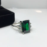 1.3ct Green Emerald Diamond Accent Solitaire Engagement Ring 14k White Gold Over