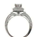 4Ct Round Cut Diamond Milgrain Vintage Halo Engagement Ring 14K White Gold Over