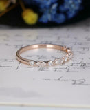 1ct Marquise Cut VVS1D Diamond Wedding Band Ring Minimalist 14k Rose Gold Finish