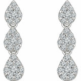 1ct Round Cut VVS1 Diamond Cluster Tear Drop Earring Women 14k White Gold Finish