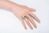 3ct Oval Cut Green Emerald Engagement Ring Trilogy Solitaire 14k White Gold Over