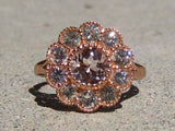 2ct Round Cut Peach Morganite Diamond Halo Engagement Ring 14k Rose Gold Finish