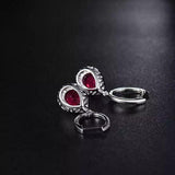 2.5ct Drop Earrings Pear Cut Pink Ruby Diamond Halo Design 14k White Gold Finish