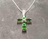 1.5ct Green Peridot Pendant Oval Cut Christ Cross 14k White Gold Finish NO CHAIN