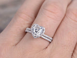 2ct Heart Cut Diamond Bridal Wedding Set Engagement Ring 14k White Gold Finish