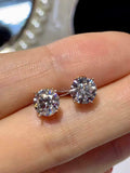 6 Prong Solitaire Stud Earrings 1ct Round Cut VVS1 Diamond 14k White Gold Finish