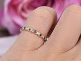 1ct Round Cut Blue Sapphire Garnet Eternity Wedding Band 14k Yellow Gold Finish