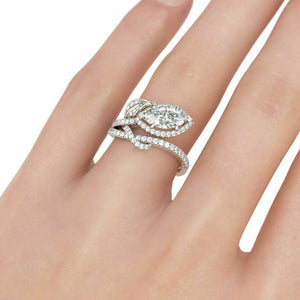 2.5Ct Marquise Cut Diamond Floral Leaves Engagement Ring 14K White Gold Finish