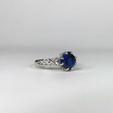 1ct Cushion Blue Sapphire Braided Solitaire Engagement Ring 14k White Gold Over