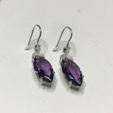 2ct Drop Earrings Marquise Cut Amethyst Stylish Fish Hook 14k White Gold Finish