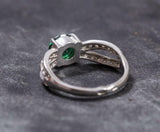 1.6ct Engagement Ring Round Cut Green Emerald Split Shank 14k White Gold Finish