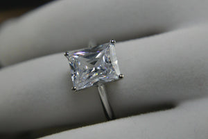 3Ct Radiant Cut Diamond Classic Solitaire Engagement Ring 14K White Gold Finish