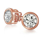 Cluster Design Stud Earrings 0.6ct Round Cut VVS1D Diamond 14k Rose Gold Finish