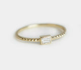 0.5ct Emerald Cut VVS1 Diamond Engagement Ring Minimalist 14k Yellow Gold Finish