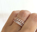 5Ct Baguette Cut Diamond Trio Set Eternity Wedding Bands 14K Rose Gold Finish