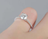 1.2ct Round Cut VVS1D Diamond Solitaire with Accents Ring 14k White Gold Finish