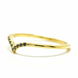 1ct Round Black Diamond Wedding Ring Band Minimalist Curved 14k Yellow Gold Over