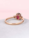 1ct Oval Cut Pink Ruby Engagement Ring Cluster Solitaire 14k Rose Gold Finish