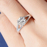 0.7ct Round Cut VVS1D Diamond Engagement Ring 14k White Gold Finish Split Shank