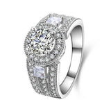 4Ct Round Diamond Vintage Halo Wide Shank Engagement Ring 14K White Gold Finish