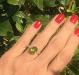 2.1ct Engagement Ring Oval Cut Peridot Round Diamond Accent 14k Yellow Gold Over